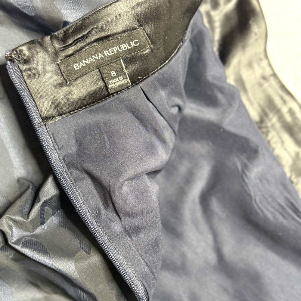 Banana Republic Black& Blue Camo Asymmetric Eddy Mini Skirt w/Pockets Size 8 - Picture 7 of 7